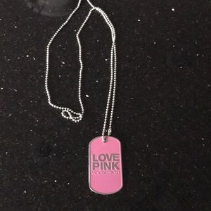 Love Pink Dog Tag Neckace